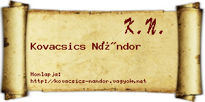 Kovacsics Nándor névjegykártya